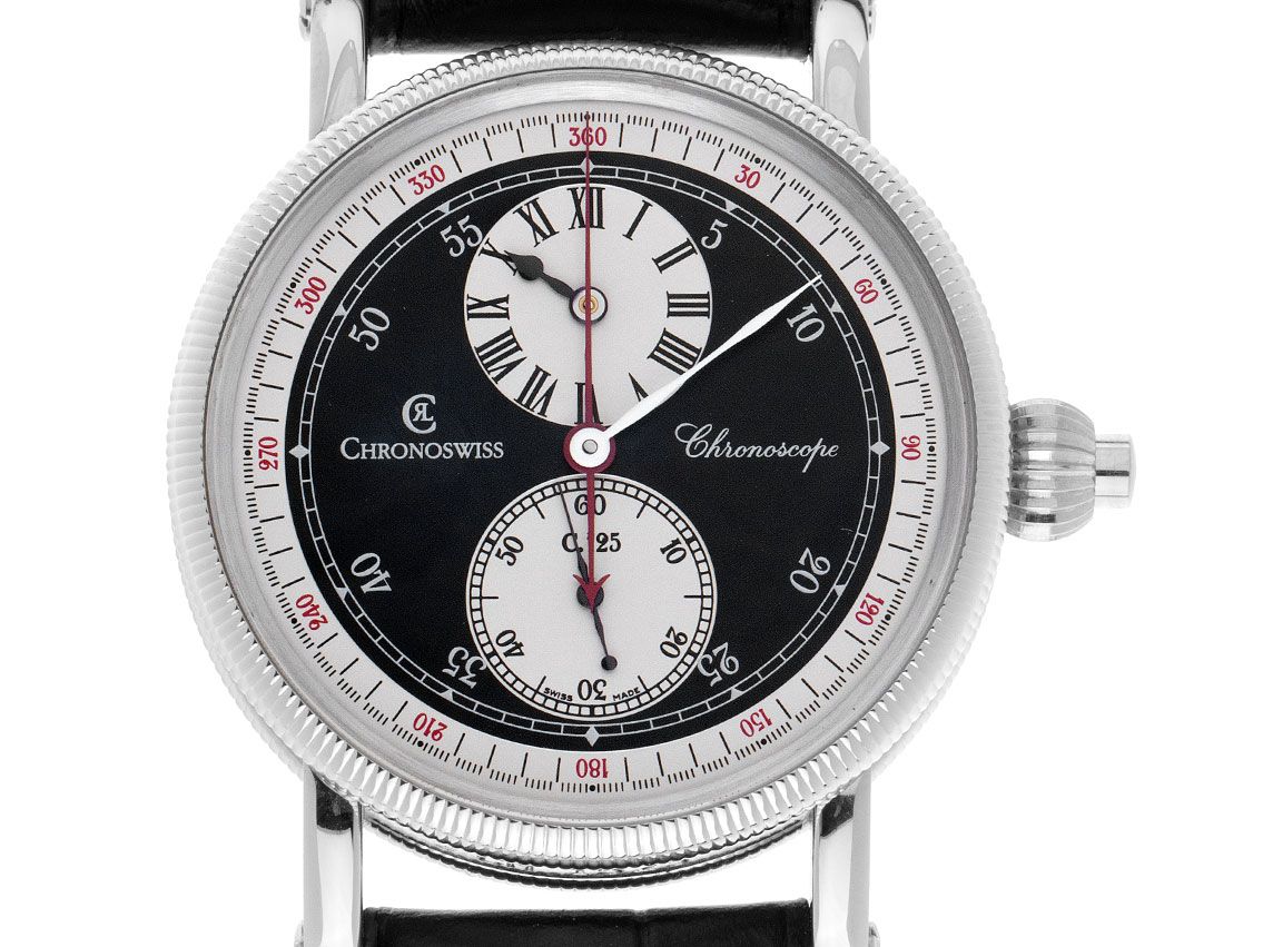 Chronoswiss Chronoscop Regulateur Stahl Automatik Armband Leder 38mm Bj.2017 Box&Pap. Full Set wie Neu