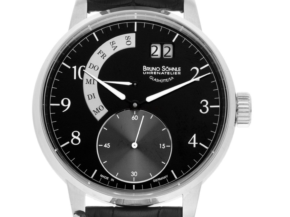 Bruno Söhnle Glashütte Pesaro II Stahl Quarz Armband Leder Faltschließe 43mm Ref.17.13073-781 Bj.2020 Box&Pap. Full Set wie Neu