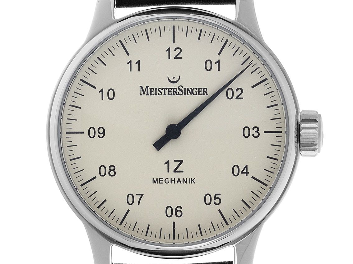 Meistersinger 1Z Scrypto Einzeigeruhr Stahl Handaufzug Armband Leder 43mm Ref.BM3.03 Vintage Bj.2002 wie Neu
