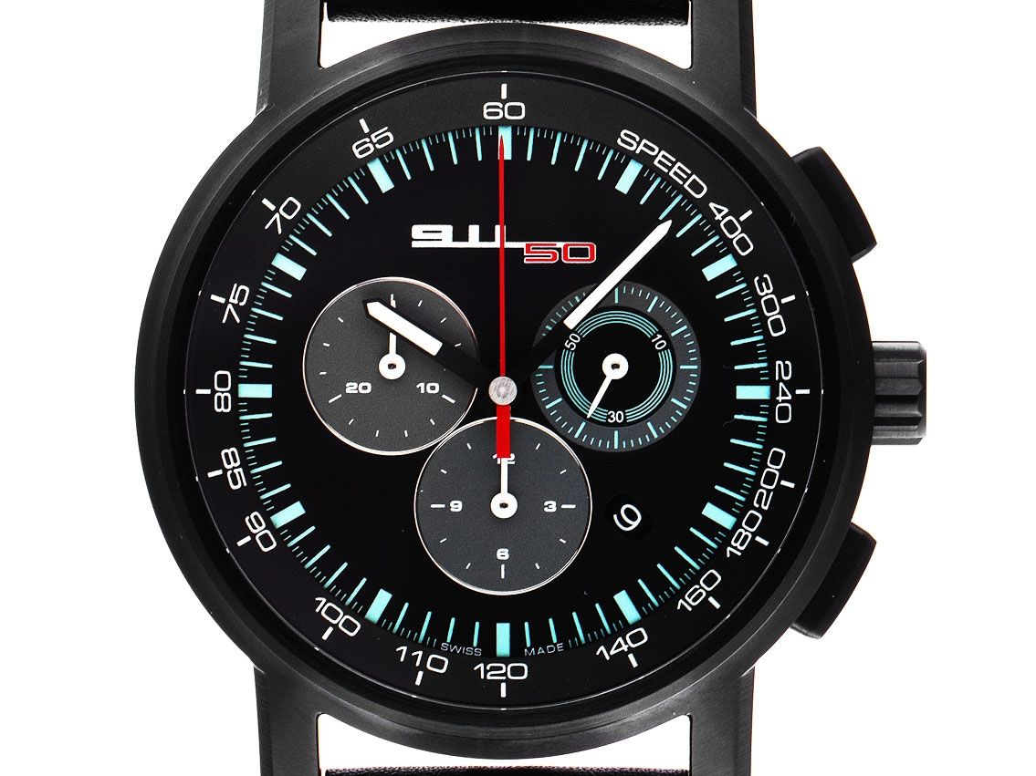 Porsche Design 911 Stahl PVD beschichtet Quarz Chronograph Armband Leder Limitiert 44mm Vintage Bj.2013 Box&Pap. Full Set Ungetragen