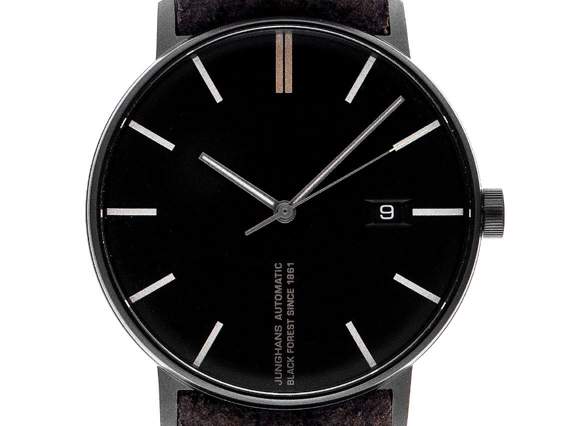 Junghans Form A Edition 160 Stahl PVD Black Automatik Armband Leder 39mm Box&Pap Full Set Ungetragen