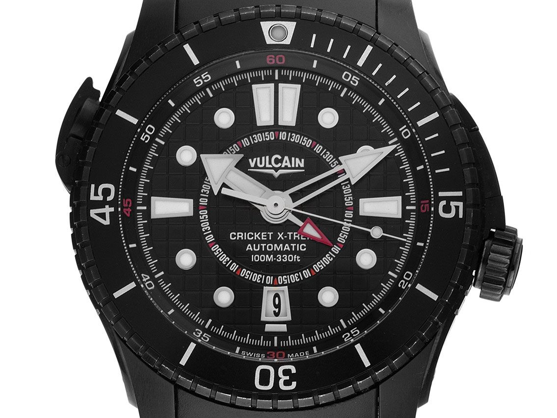 Vulcain Cricket X-treme 150th Anniversary Titan Stahl Black Automatik Wecker Armband Kautschuk Faltschließe Limitiert 44mm Vintage Bj.2012 Box&Pap. Full Set wie Neu