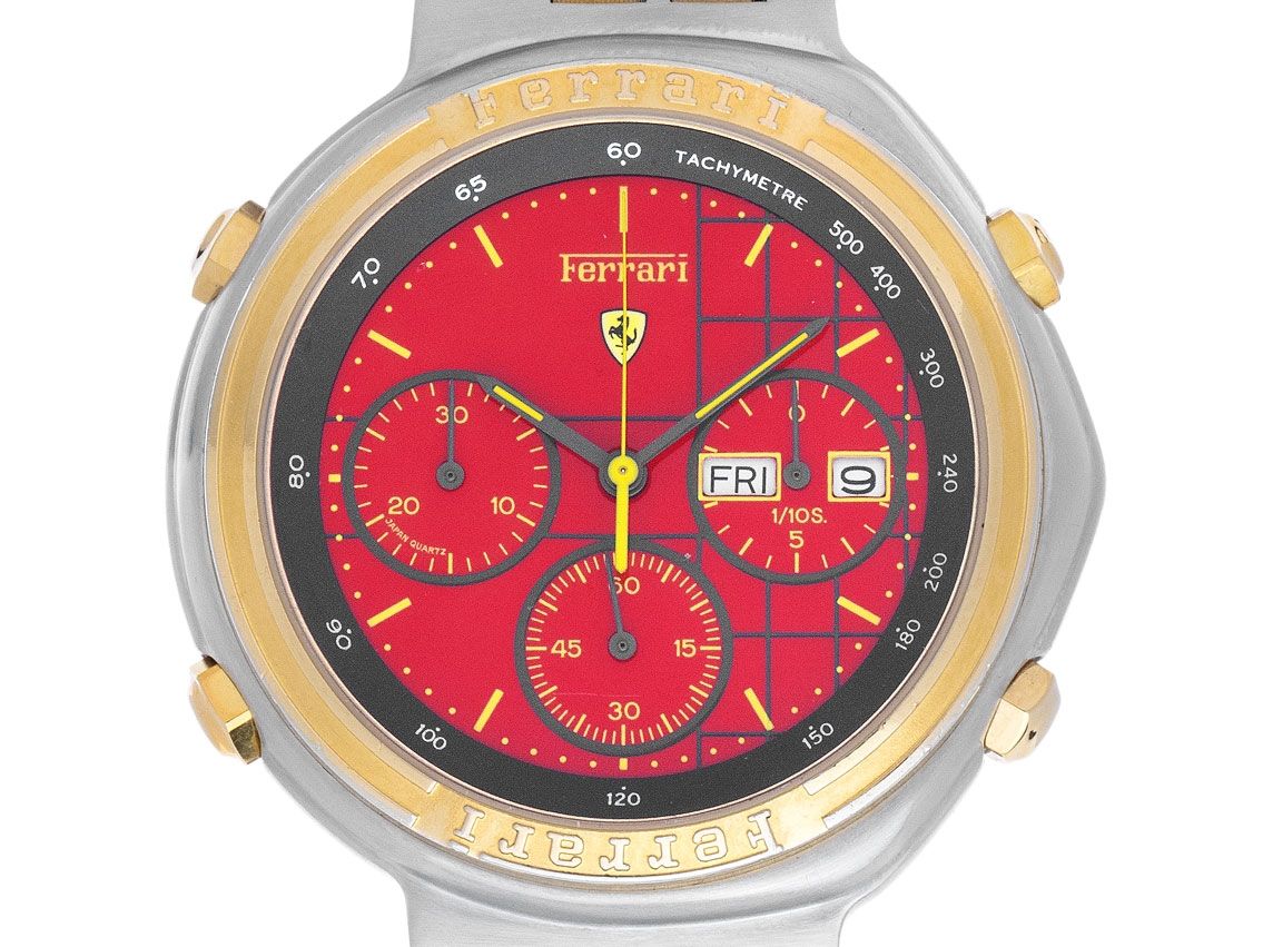Ferrari by Cartier Formula Chronographe Day Date Stahl Gelbgold Quarz Armband Stahl Gelbgold 40mm Ref.2610 Bj.1988 orig.Box