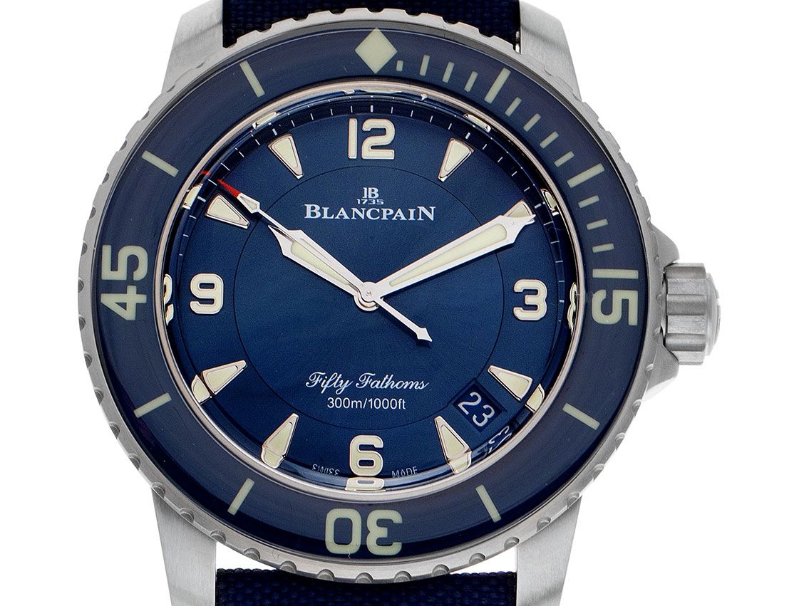 Blancpain Fifty Fathoms Titan Automatik Armband Segeltuch 45mm Ref.5015 12B40 O52A 2022 B Box&Pap. Full Set Ungetragen