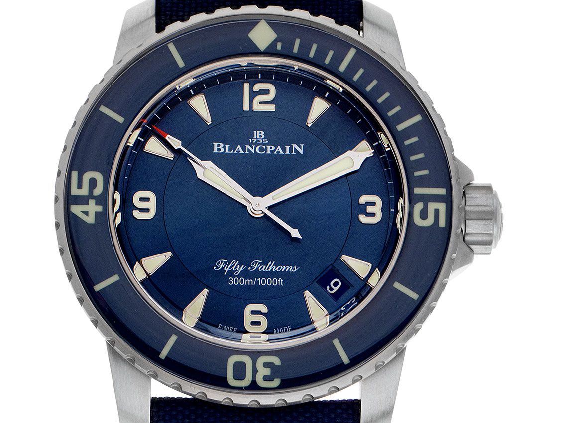 Blancpain Fifty Fathoms Titan Automatik Armband Segeltuch 45mm Ref.5015 12B40 O52A Bj.2023 Box&Pap. Full Set Ungetragen