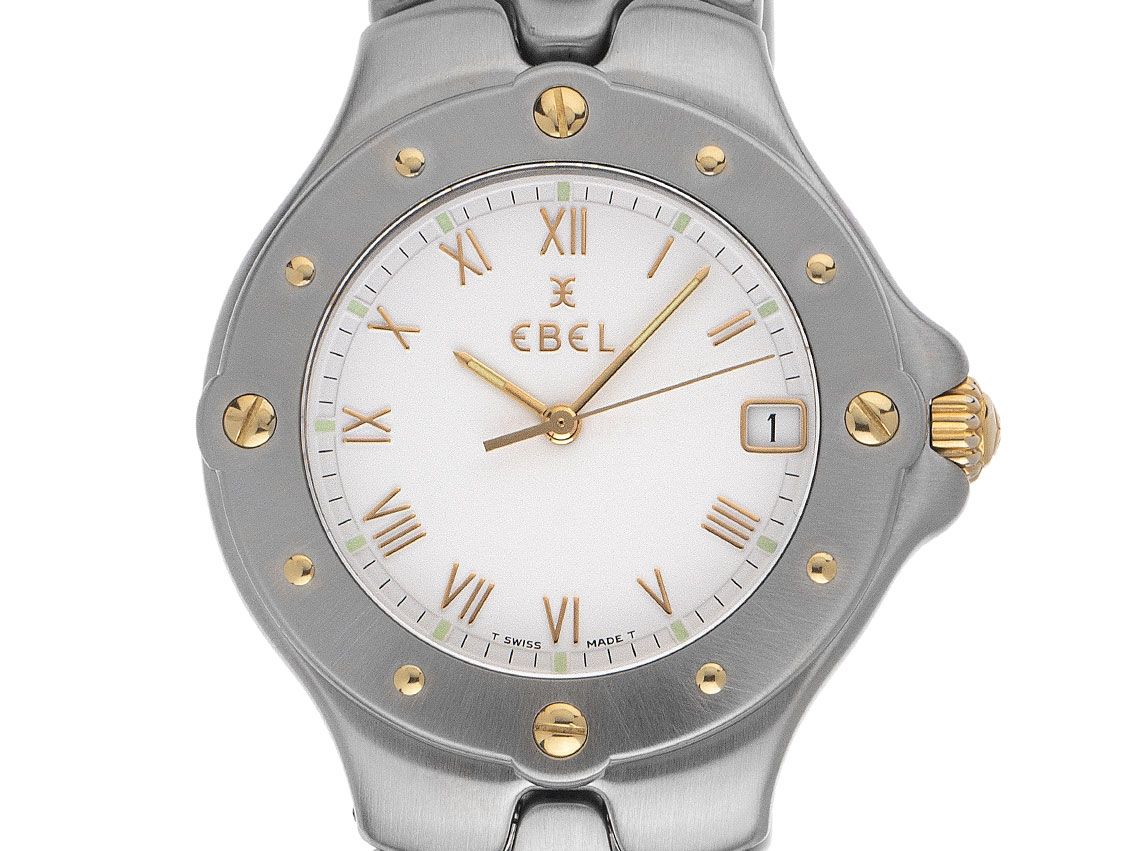Ebel Sportwave Stahl 18kt Gelbgold Quarz Armband Stahl 36mm Vintage Bj.1995 Box&Pap. Full Set