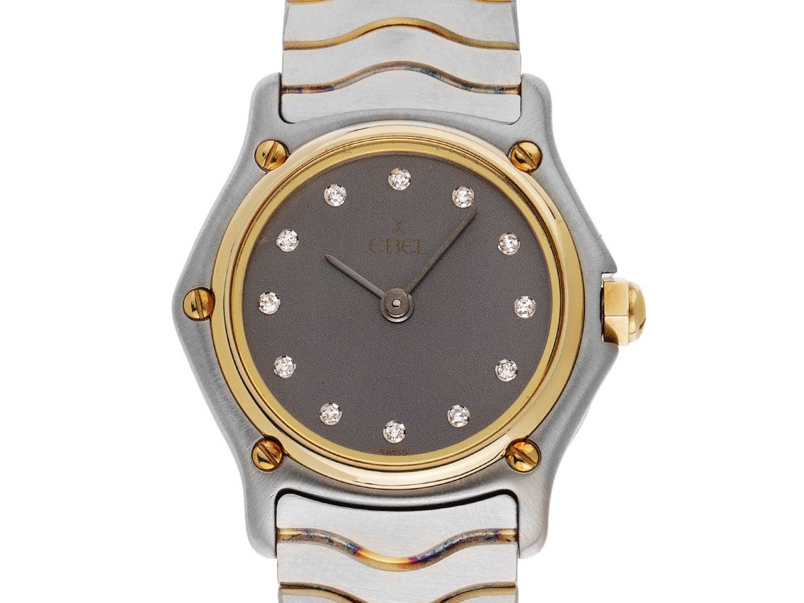 Ebel Classic Lady Mini Stahl Gelbgold Diamanten Quarz Armband Stahl Gelbgold 23mm Ref.1057901 Vintage Bj.1991 Box&Pap. Full Set wie Neu