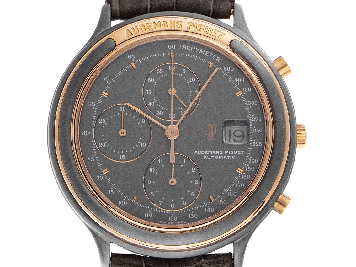 Audemars Piguet Huitieme Tantal 18kt Roségold Automatik Chronograph Armband Leder Faltschließe 40mm Ref.TR25644 Vintage Bj.2000 Box&Beschreibung wie Neu