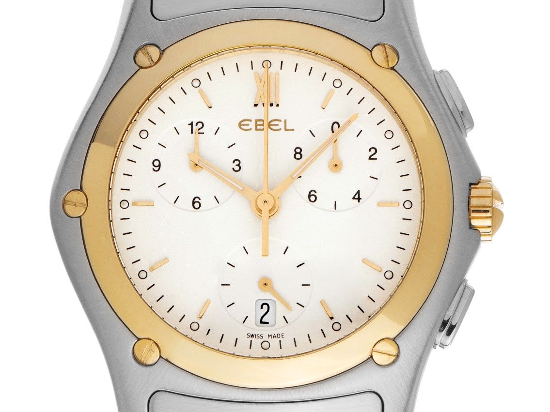 Ebel Classic Wave Stahl Gelbgold Quarz Chronograph Armband Stahl Gelbgold 40mm Ref.E1251F41 Vintage Bj.2012 orig. Box wie Neu