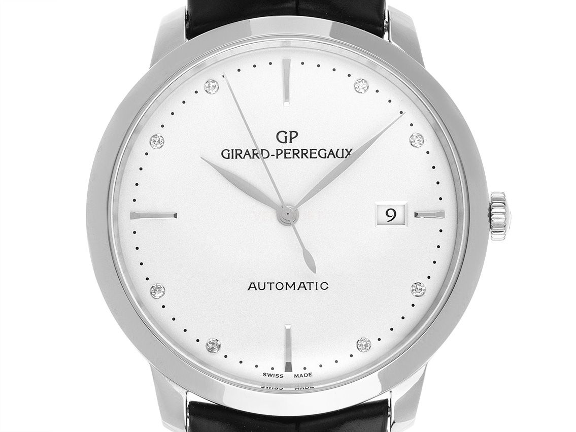 Girard Perregaux 1966 Diamanten Stahl Automatik Armband Krokoleder 40mm Ref.49555-11-1A1-BB60 Bj.2022 Full Set Ungetragen