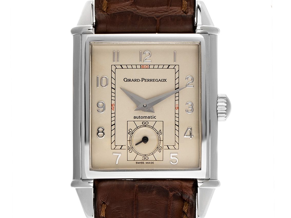 Girard Perregaux Vintage 1945 Stahl Automatik Armband Leder Faltschließe 43x28mm Ref.2593 Vintage Bj.2011 orig. Box wie Neu