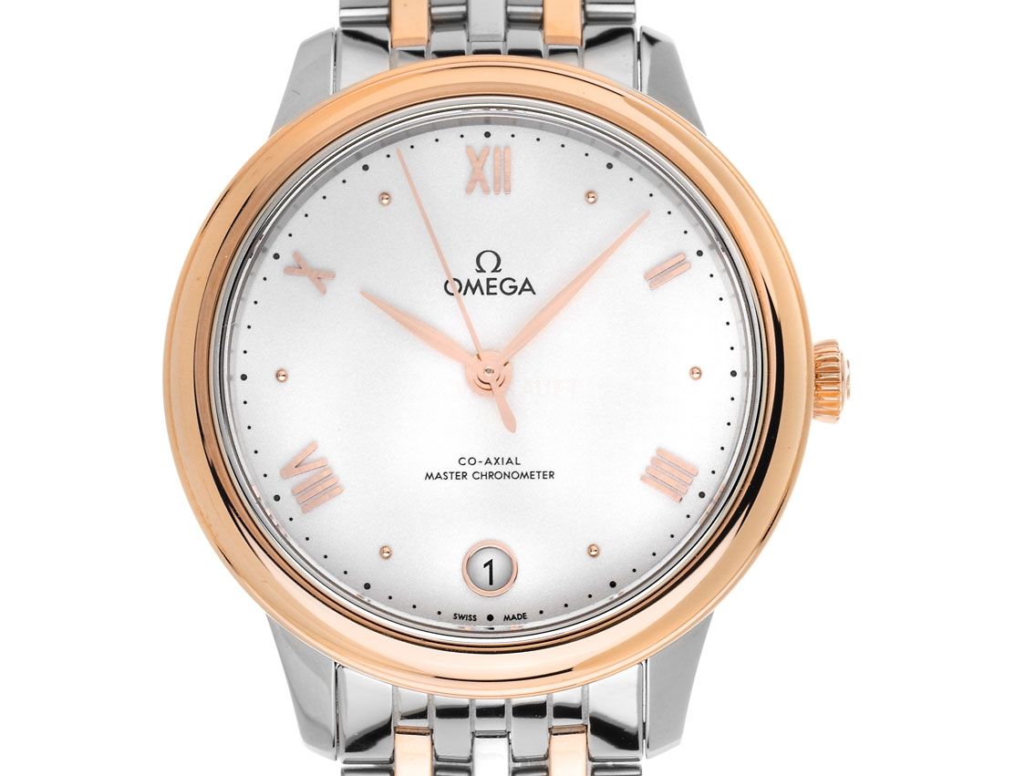 Omega De Ville Prestige Co-Axial Stahl 18kt Sedna™‑Gold Automatik Armband Stahl 18kt Sedna™‑Gold 34mm Ref.434.20.34.20.02.001 Box&Pap. Full Set Ungetragen