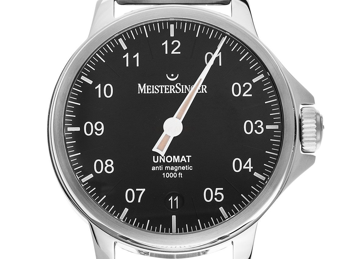 Meistersinger Unomat Einzeigeruhr Stahl Automatik Armband Stahl 43mm Ref.UN902 Bj.2022 Box&Pap. Full Set wie Neu