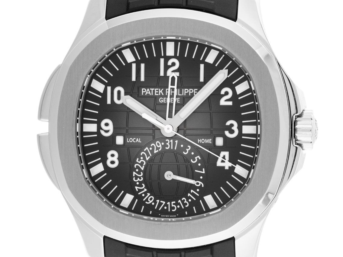 Patek Philippe Aquanaut Travel Time Stahl Automatik Armband Kautschuk Faltschließe Ref.5164A-001 2021 Box&Pap. LC 100 Full Set Ungetragen