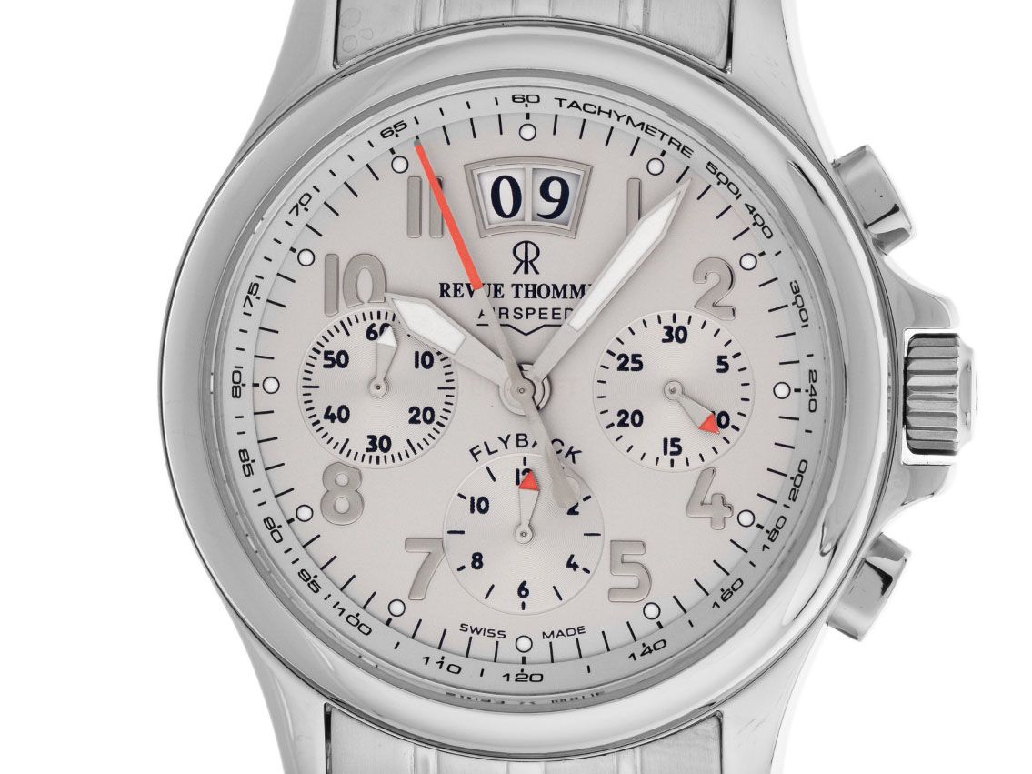Revue Thommen Airspeed Flyback Big Date Stahl Automatik Chronograph 42mm Ref.16085.6 Bj.2018 Box&Pap. Full Set wie Neu Vintage 