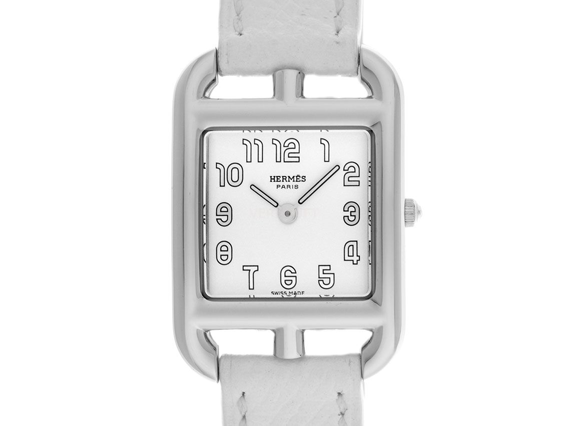 Hermes Cape Cod Lady kleines Modell Stahl Quarz Armband Leder Ref.CC1.210 Bj.2011 Box&Beschreibung wie Neu Vintage