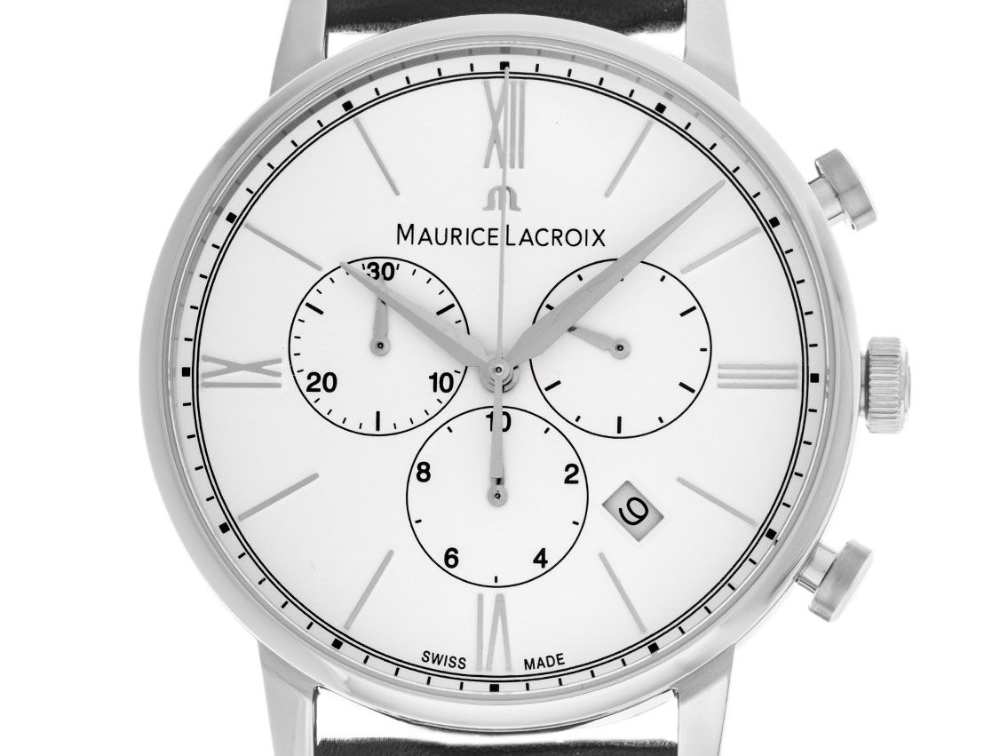 Maurice Lacroix Eliros Chronograph Stahl Quarz Armband Leder 40mm Ref.EL1098-SS001-110-2 Box&Pap. Full Set Neu
