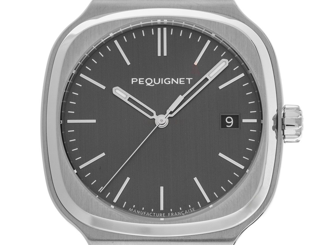 Pequignet Concorde Charcoal Grey Dial Stahl Automatik Armband Stahl Ref.9040443 Box&Pap. Full Set Neu