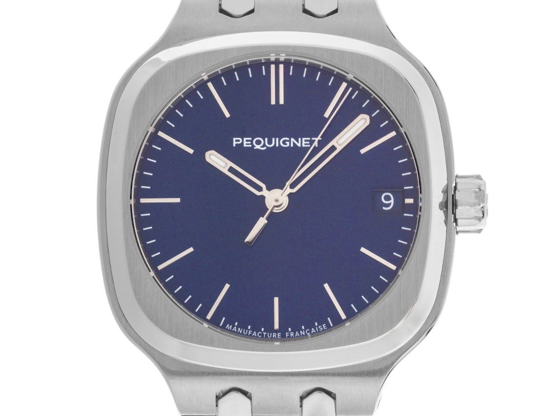 Pequignet Concorde Blue Navy Dial Stahl Automatik Armband Stahl 36mm Ref.9046473 Box&Pap. Full Set Neu