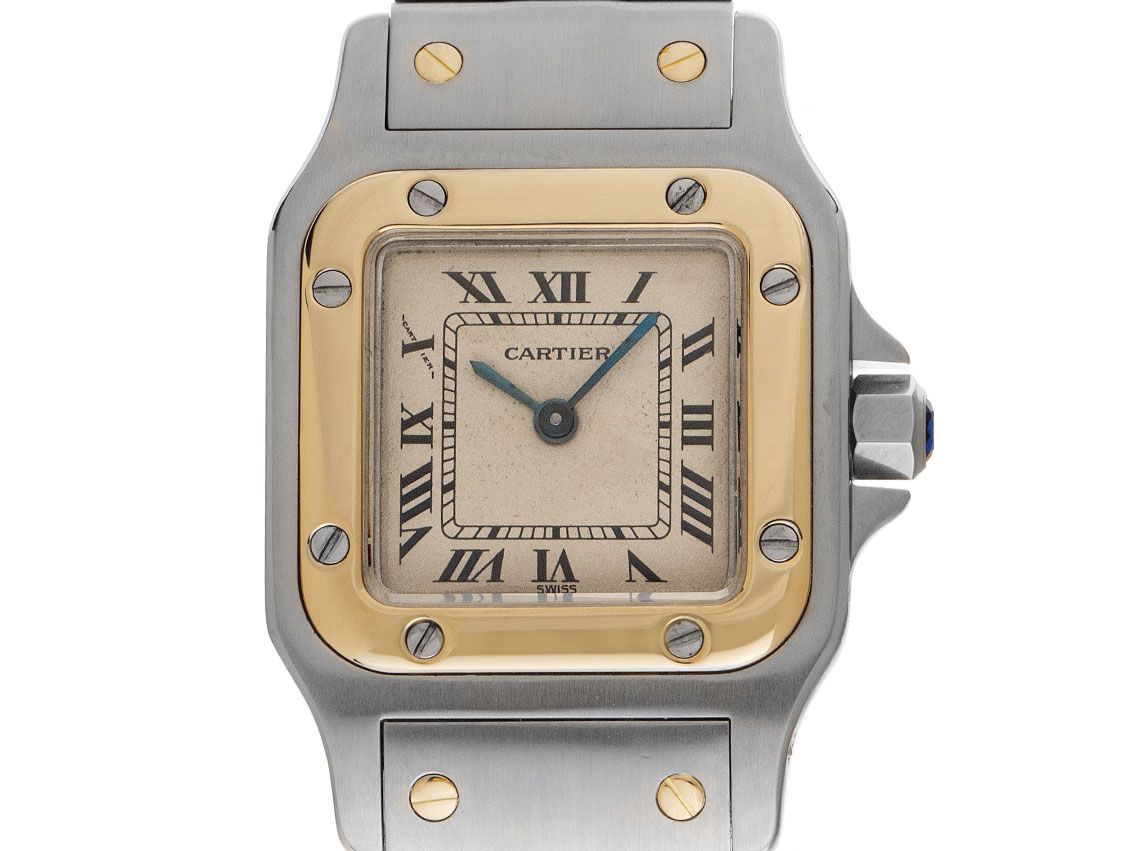 Cartier Santos Galbee Lady PM kleines Modell Ref.1057930 Bj.1992 Full Set original Vintage Unpoliert