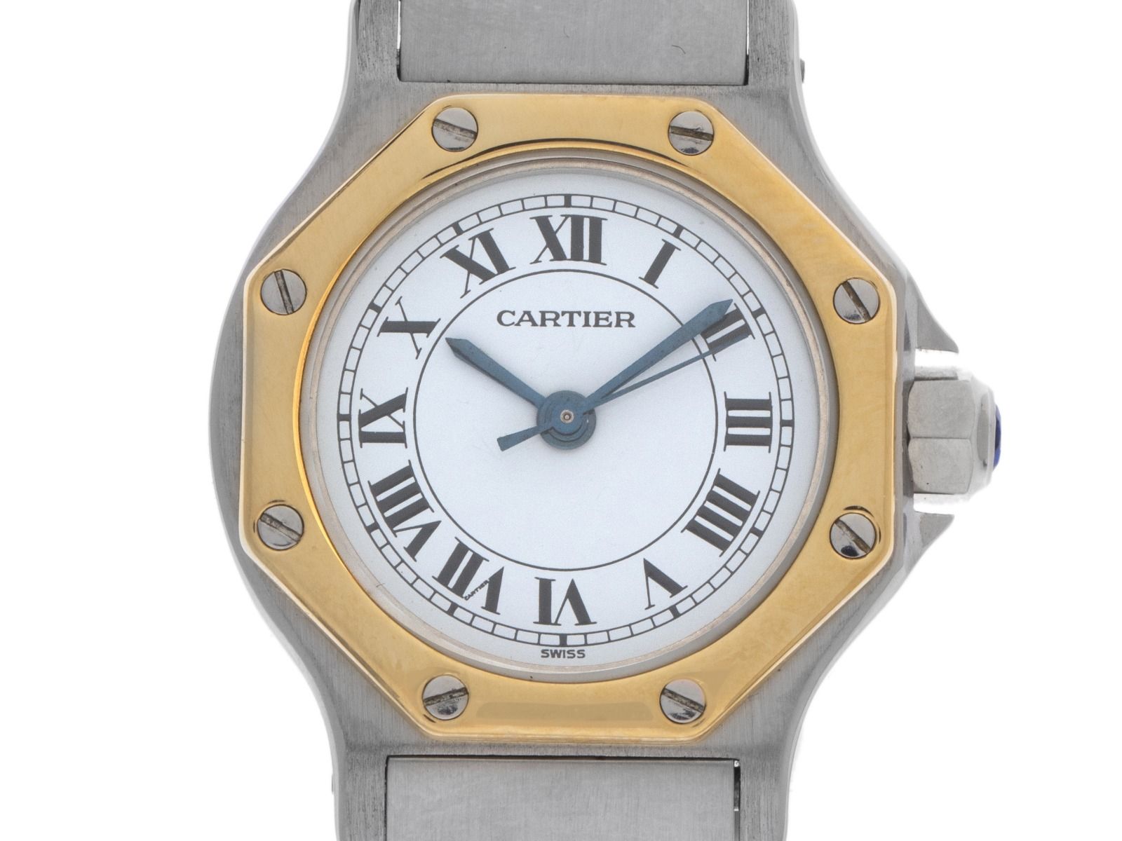 Cartier Santos Octagon PM kleines Modell Ref.0907 1998 Box&Beschreibung Original Vintage Unpoliert