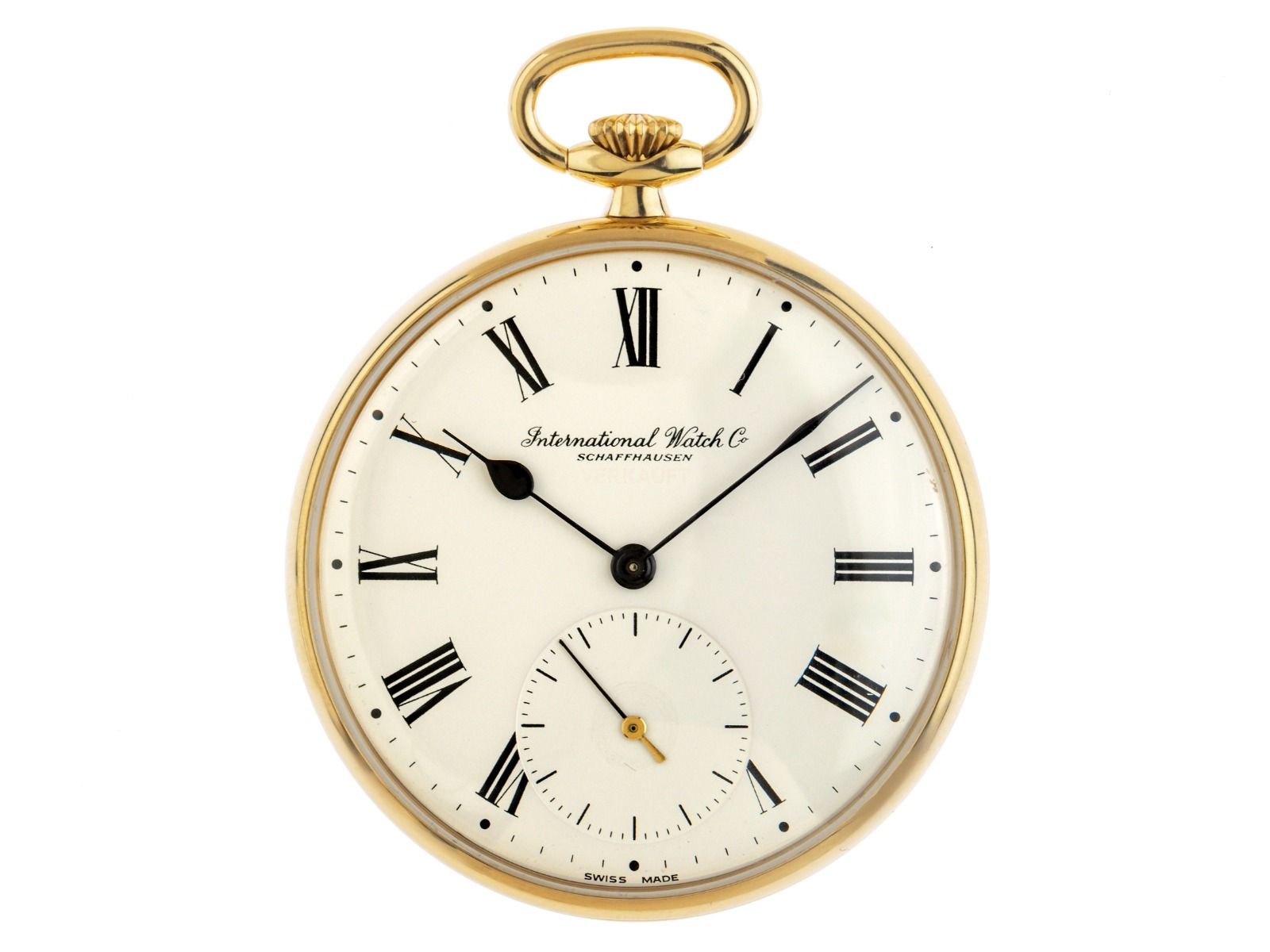 IWC Taschenuhr 18kt Gelbgold Handaufzug 45mm sehr gut Vintage