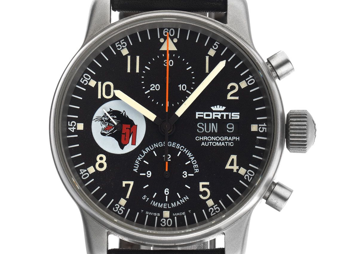 Fortis Flieger Chronograph Ref.597.11.141 1994 Full Set Original Vintage Unpoliert