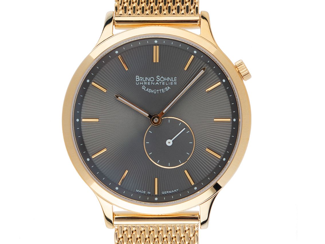 Bruno Söhnle Glashütte Bologna I Stahl IP Gelbgold Quarz Armband Stahl IP Gelbgold 35mm Ref.17-33213-840 Box&Pap. Full Set Neu mit Zertifikat über 395,-€