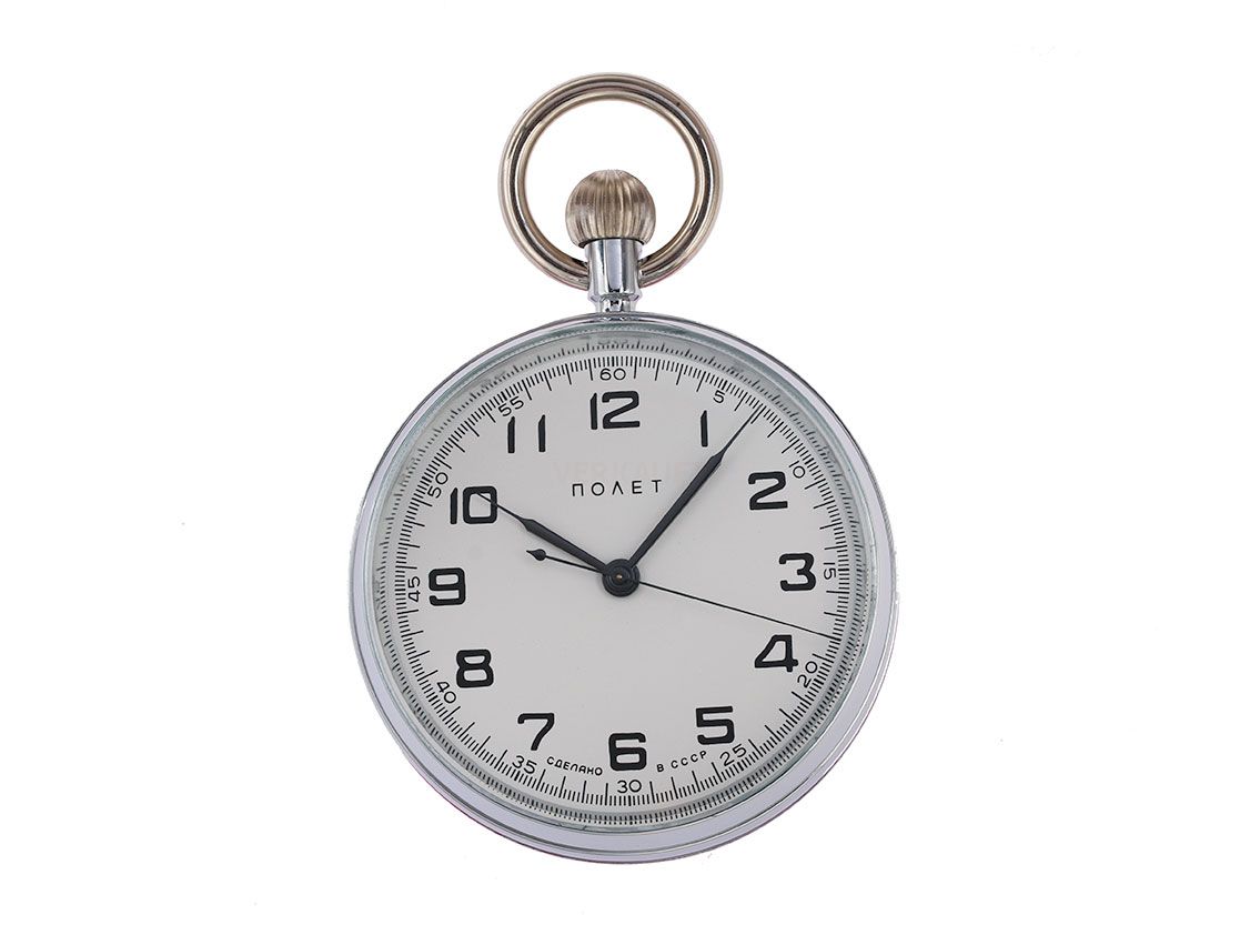 Taschenuhr Polet Russische Beobachtungsuhr Stahl Handaufzug 63mm Vintage Bj.1990 mit Holzbox wie Neu mit Zertifikat über 2.150,-€