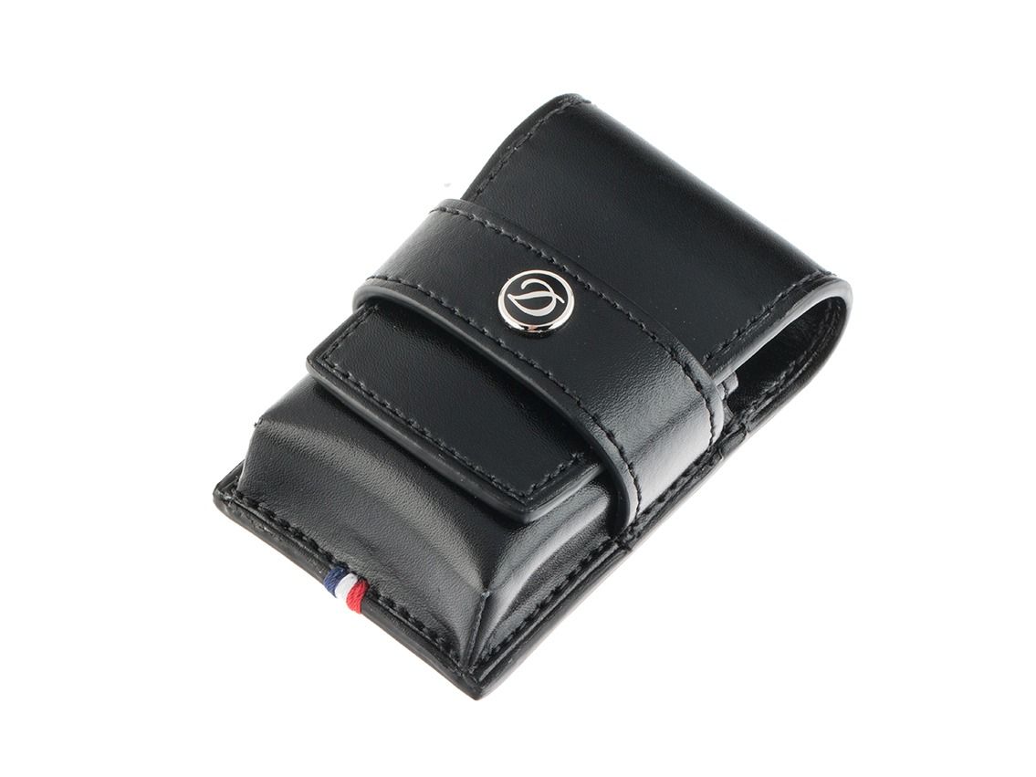 S.T. Dupont Feuerzeugetui Line D Leder Schwarz Ref.180024 Full Set 