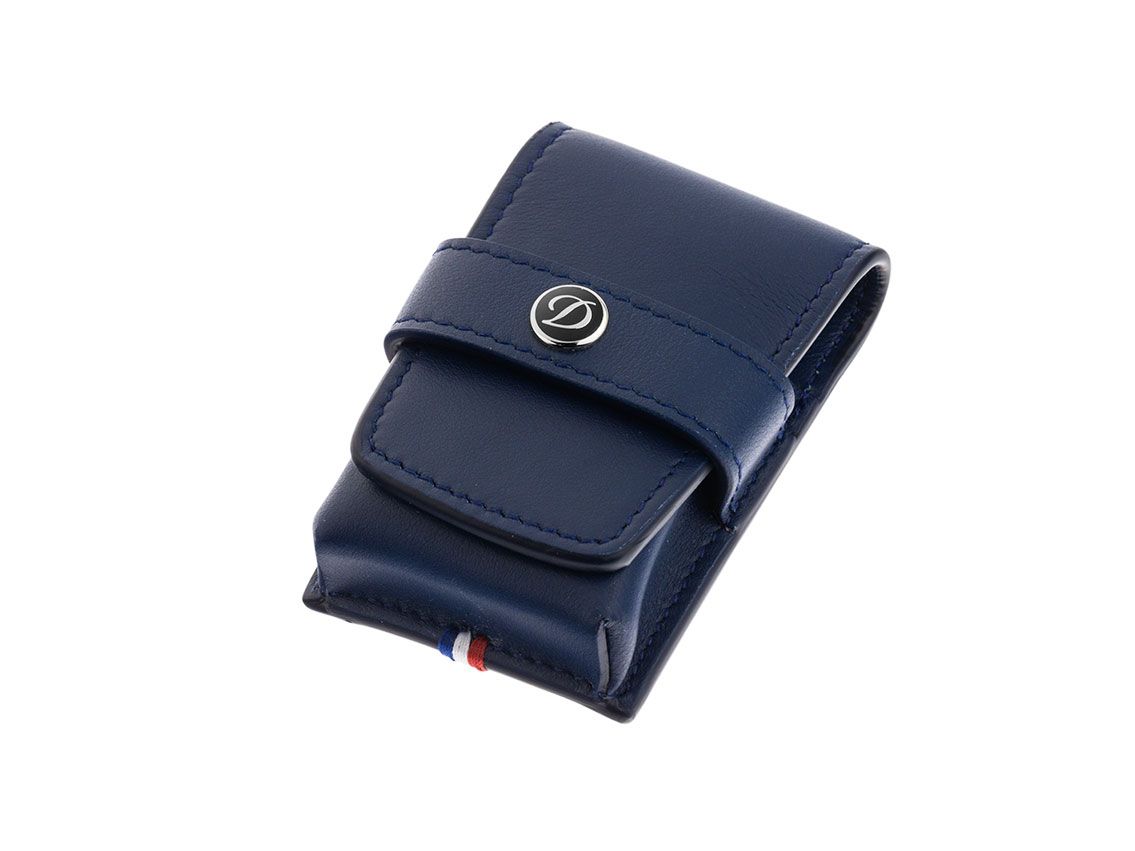 S.T. Dupont Feuerzeug Etui Linie D Leder blau Ref.180026 Full Set