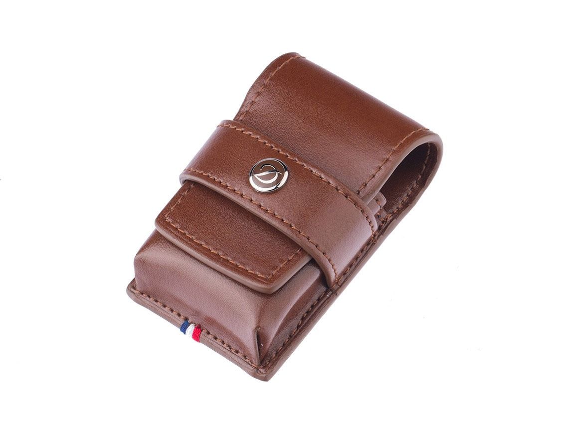 S.T. Dupont Feuerzeugetui Line D Leder Braun Ref.180124 Full Set 