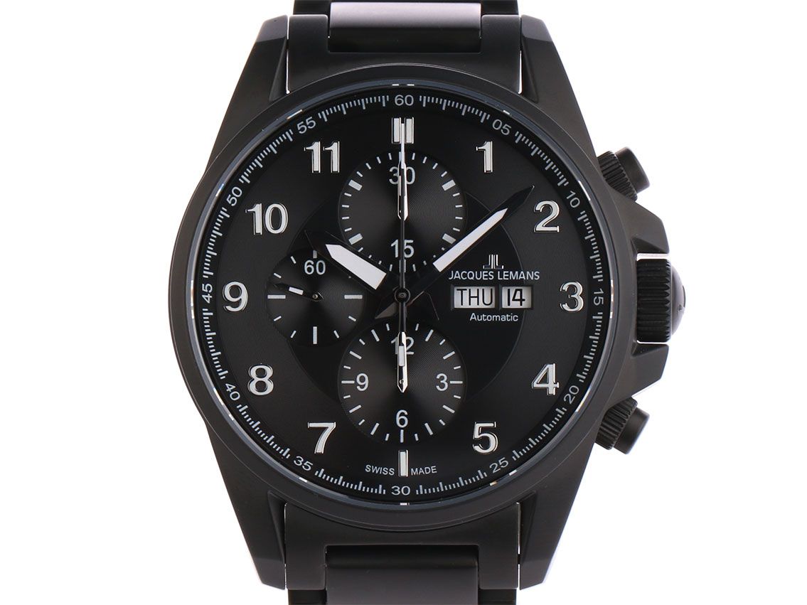 Jacques Lemans Chronograph Stahl IP Black Automatik 44mm UVP 2.295,- Neu