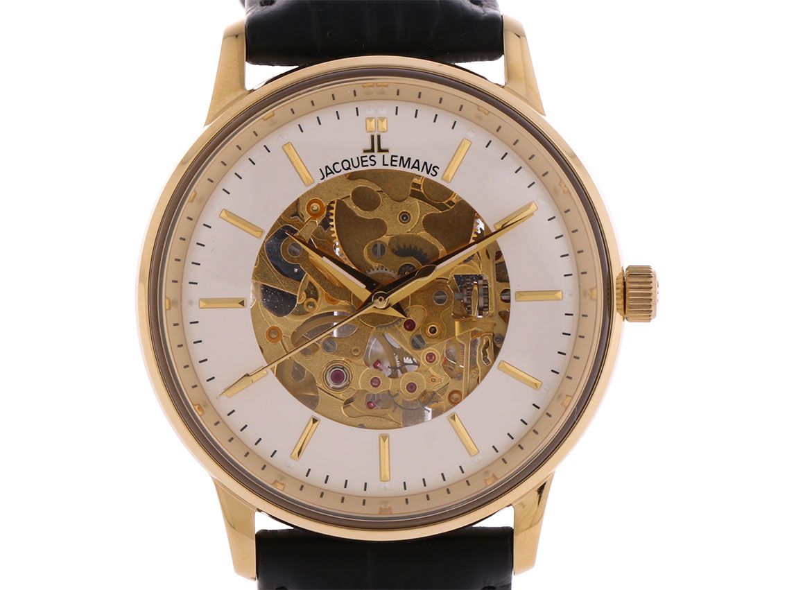 Jacques Lemans Nostalgie IP Gold Handaufzug Lederband 38mm UVP 349,- Neu