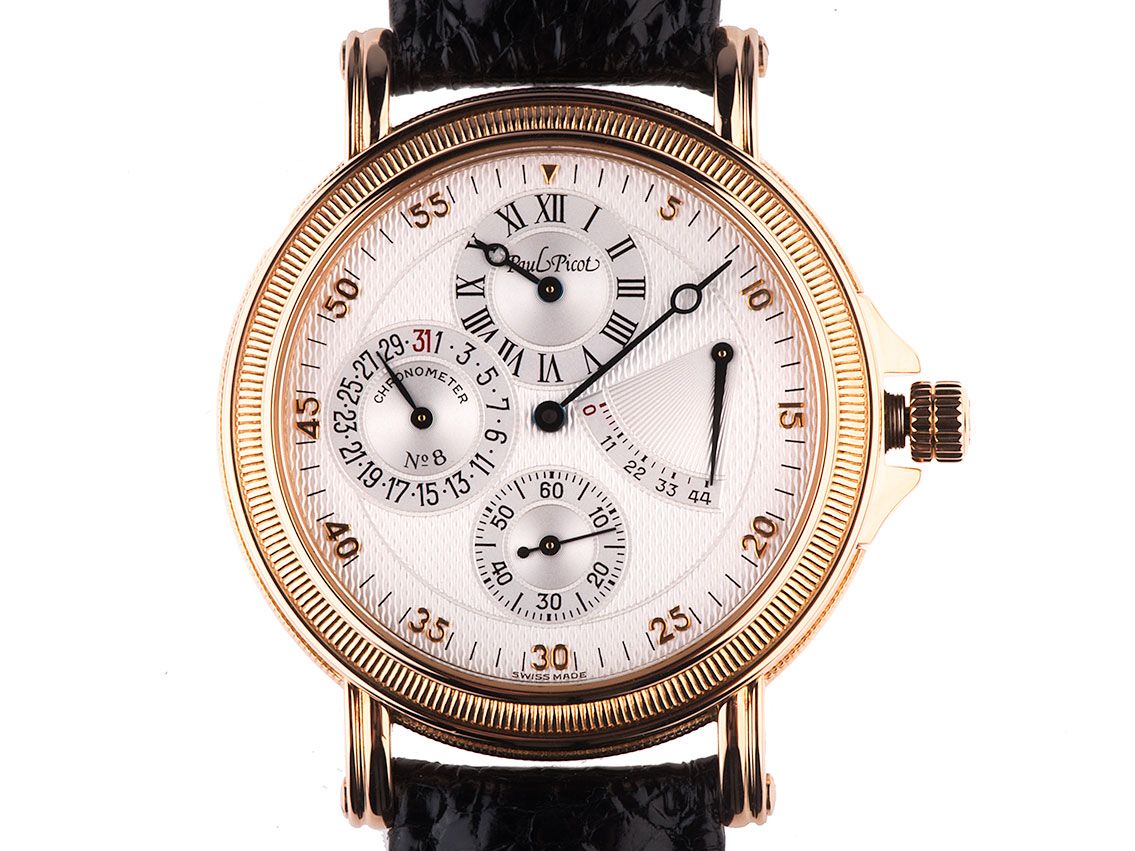 Paul Picot Atelier 1100 Regulateur 18kt Roségold Automatik Armband Leder 40mm Vintage Bj.1998 orig.Box wie Neu mit Zertifikat über 19.900,-€