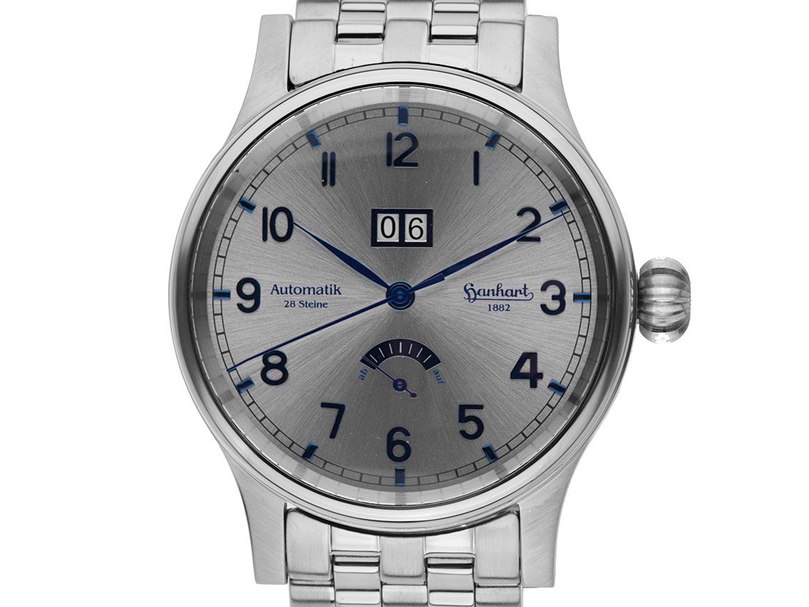 Hanhart Attaché Poseidon Stahl Automatik Armband Stahl 40mm Bj.2013 Box&Pap. Full Set wie Neu mit Zertifikat über 2.600,-€