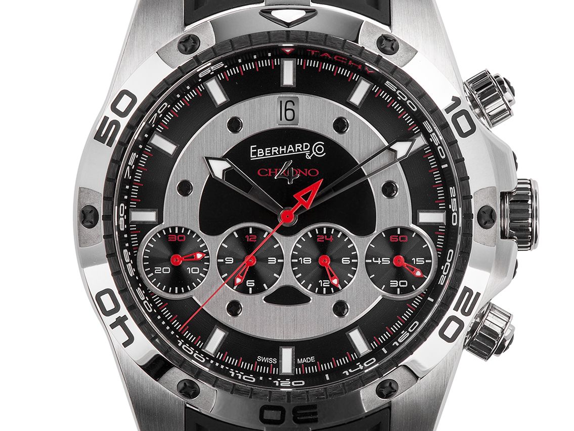 Eberhard & Co Chrono 4 Stahl Automatik Armband Kautschuk 46mm Ref.31060 Box&Pap. Full Set wie Neu mit Zertifikat über 7.350,-€