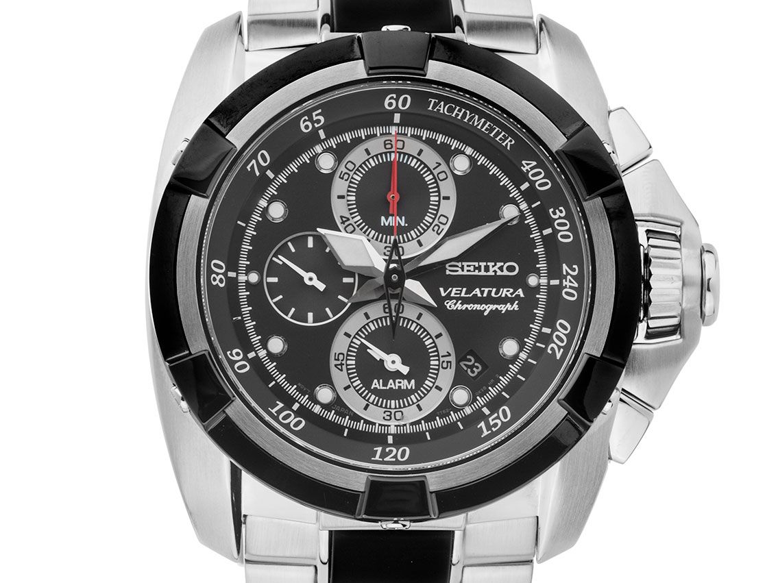 Seiko Velatura Chronograph Stahl Keramik Quarz Armband Kautschuk Stahl 49mm Ref.SNAA93P1 Bj.2009 Box&Pap. mit Zertifikat über 599,-€