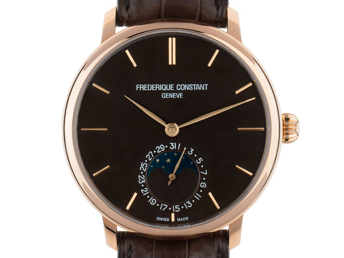 Frederique Constant Slim Line Classics Mondphase Roségold Automatik Armband Leder 42mm Ref.FC-705C4S9 Box&Pap. Full Set Neu mit Zertifikat über 9.695,-€