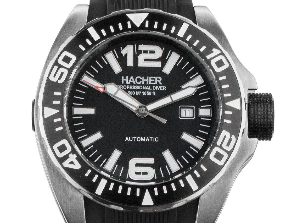 Hacher Squalo Professional Diver Typ One Stahl Automatik Armband Kautschuk Limitiert 47mm orig.Box wie Neu mit Zertifikat über 1.500,-€