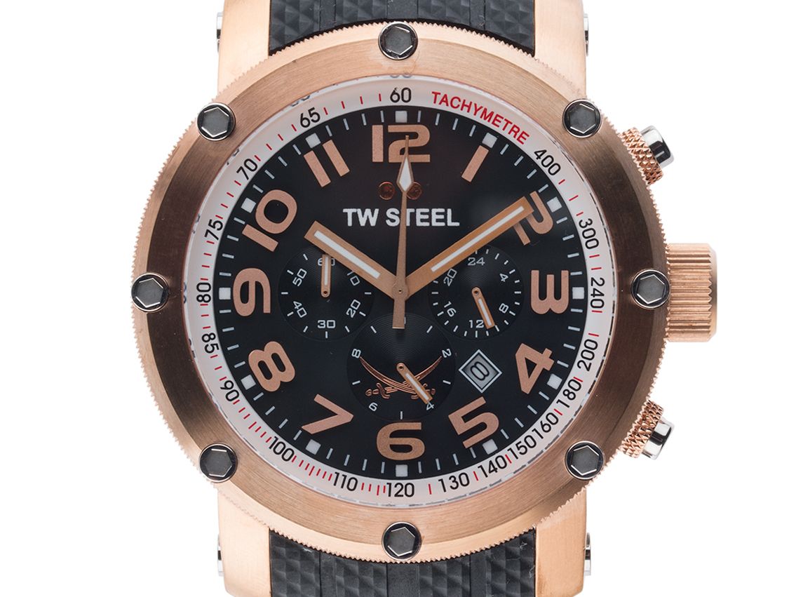 TW Steel Sansibar Chronograph Roségold Quarz Armband Kautschuk 48mm mit Zertifikat über 750,-€