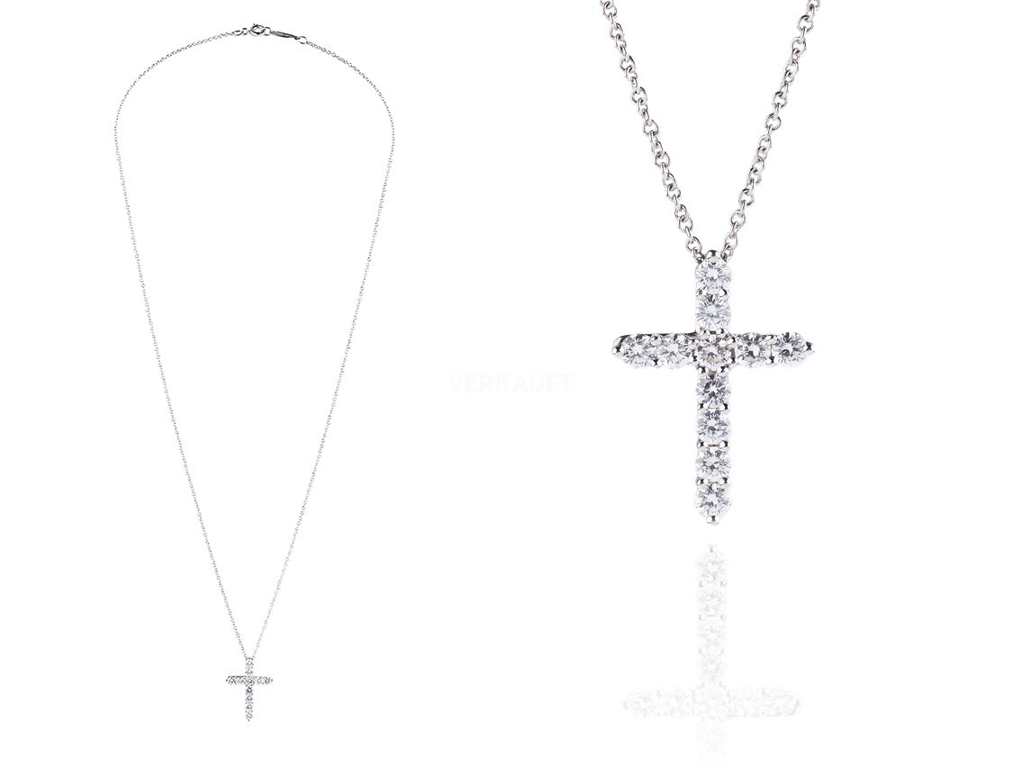 Tiffany Collier Kreuz Diamond Small 950 Platin 0,42ct Länge 410mm orig. Box Ungetragen mit Zertifikat über 3.550,-€ 
