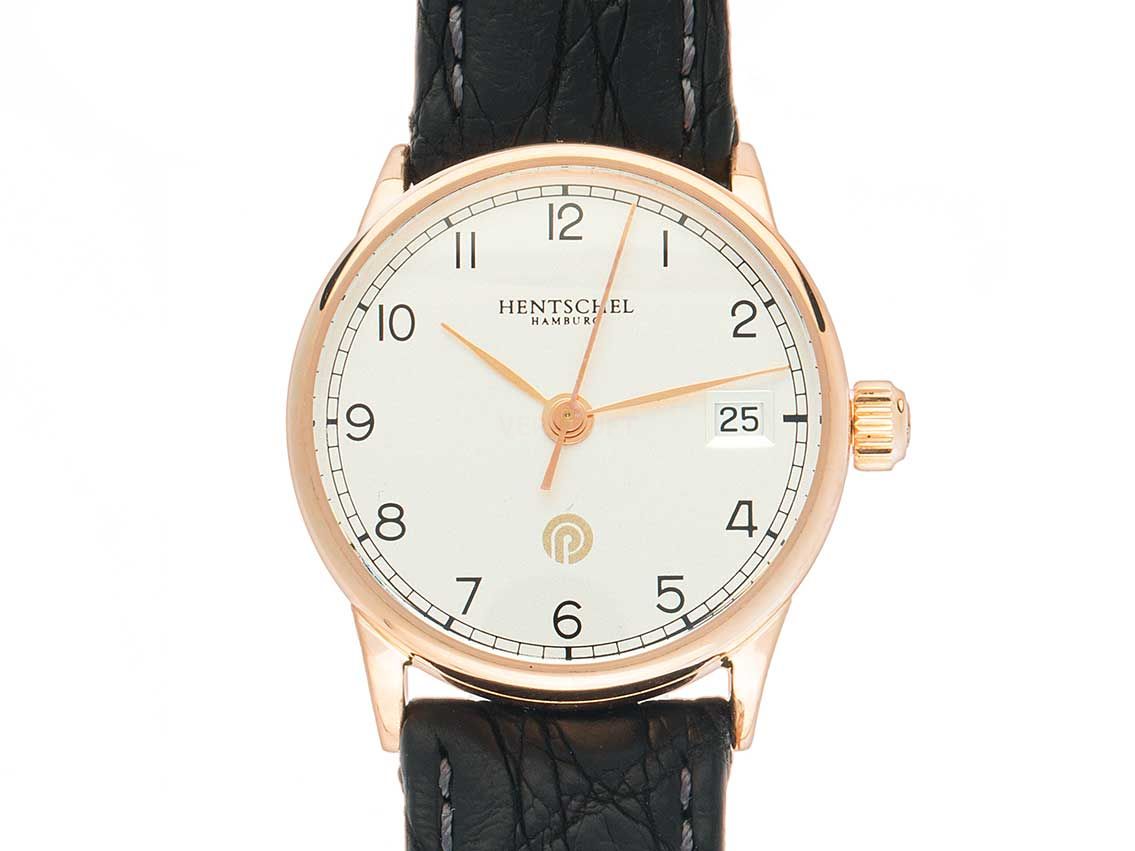 Hentschel MLP Date Jubiläumsuhr 18kt Roségold Automatik Armband Leder 25mm Box&Pap. Full Set wie Neu mit Zertifikat über 3.800,-€