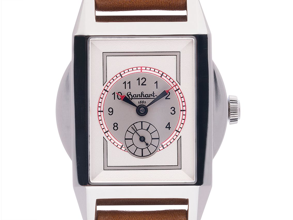 Hanhart M 39 Stahl Automatik Armband Leder 48x35mm Vintage Bj. 2009 wie Neu mit Zertifikat über 1.390,-€