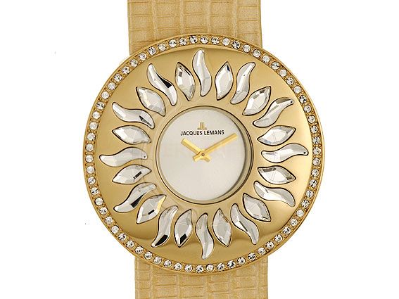 Jacques Lemans "Flora" Stahl vergoldet Swarovsik 50mm UVP 199,- Neu