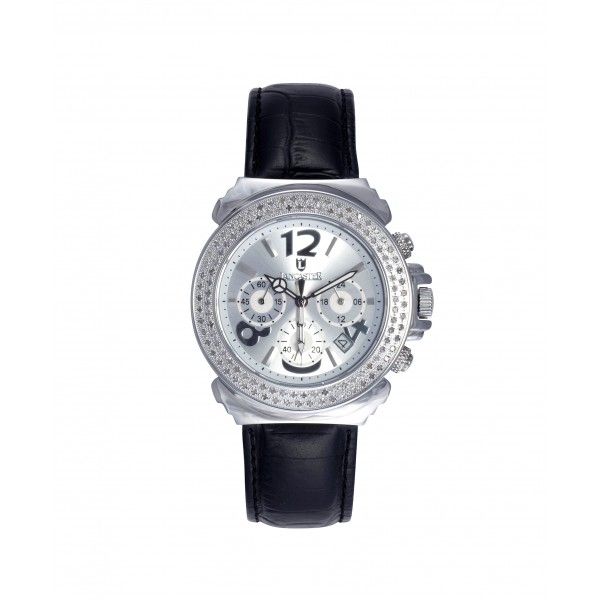 Lancaster Pillo Chrono Leather Stahl Diamond 0,86ct Quarz 38mm UVP 1.150,- Neu