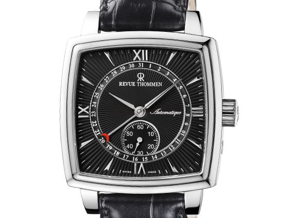 Revue Thommen Carré Cambré Date Pointer Stahl Automatik Manufakturwerk GT 56 38x38mm UVP 3.600,- Neu