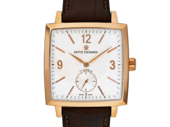 Revue Thommen 1953 Square 18kt Roségold Handaufzug Manufakturwerk GT82 39x39mm UVP 10.350,- Neu