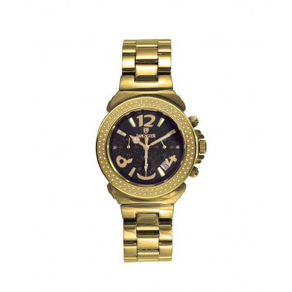 Lancaster Pillo Yellow Gold Bracelet Diamond 0.86ct Quarz Chrono 38mm UPV 1.250.- Neu