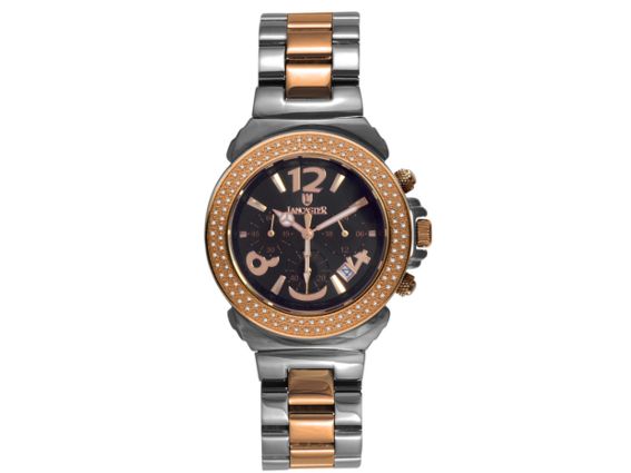 Lancaster Pillo Rose Gold Bracelet Two Tone Diamond 0.86ct Quarz Chrono 38mm UPV 1.290.- Neu